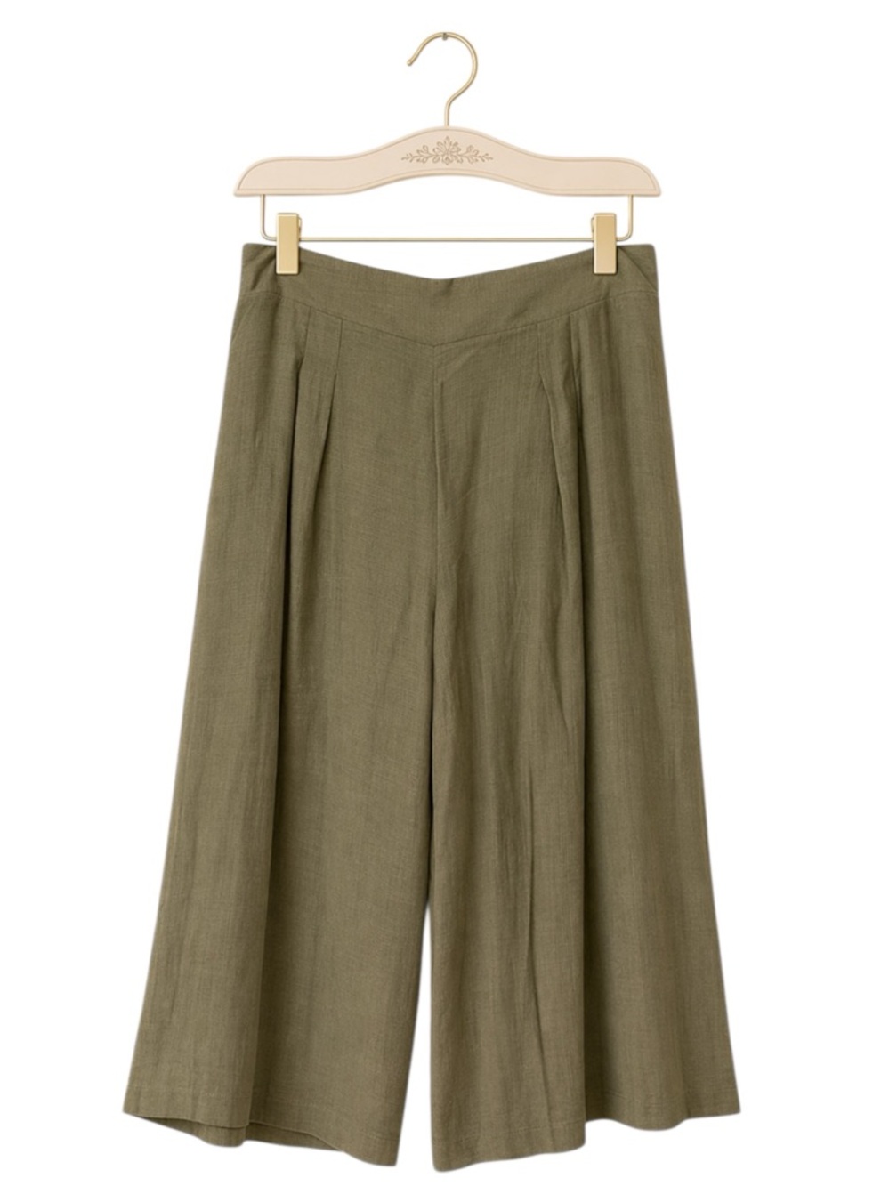 Womens High Rise Wide Leg Pants Large Flowy Baggy Loose Boho‎ Lagenlook Green
